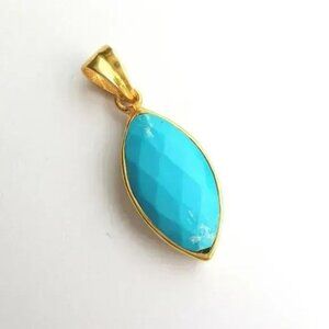 VINTAGE 70's gold  turquoise howlite pendant for necklace